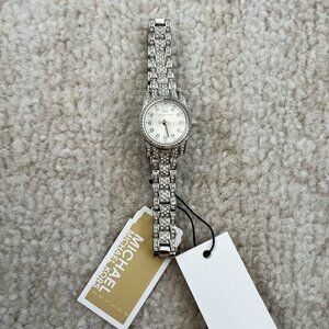 NWT Michael Kors Mini Lexington Pave Silver Tone Ladies Watch